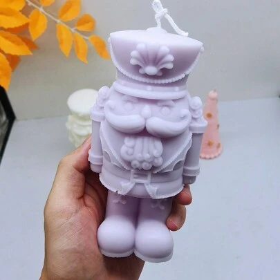 核桃士兵蜡烛硅胶模具 DIY 肖像芳香肥皂蜡烛制作环氧石膏冰淇淋模具礼品工艺家居装饰