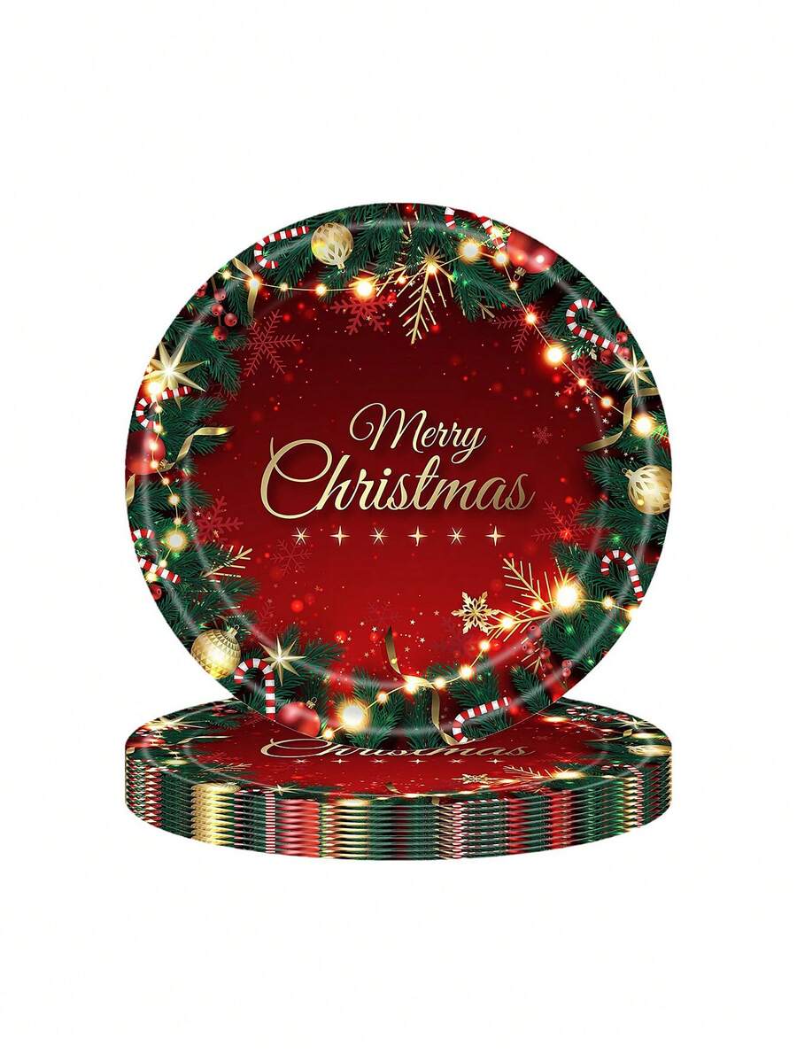 Christmas Themed Party Disposable Tableware Paper Cups And Plates