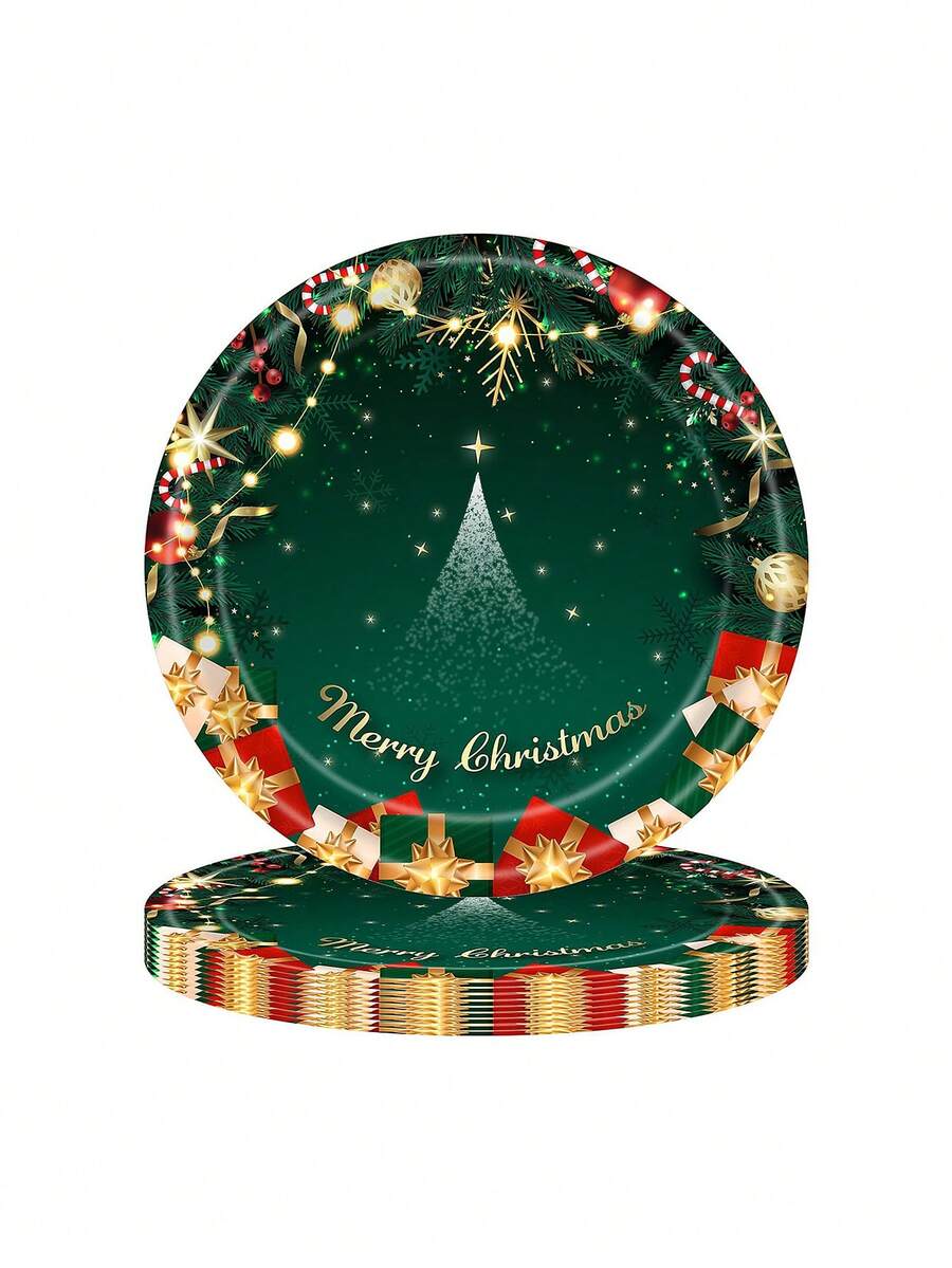 Christmas Themed Party Disposable Tableware Paper Cups And Plates