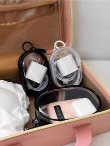 1/3 件便携式迷你透明拉链储物袋，紧凑型多功能收纳袋，带钥匙扣的耳机和充电器盒，旅行收纳盒透明旅行配件，化妆包，化妆包，度假收纳袋，大容量化妆品收纳盒化妆盒，可容纳口红、刷子、护肤品、手机、硬币、家庭小物品、礼物、度假和节日万圣节圣诞节多功能用途。 - 彩色 - 查看 3