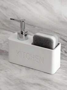 1 件 200 毫升优雅液体皂液器，带海绵、字母设计和泵瓶，适用于厨房和浴室家居浴室装饰夏季 - 黑色 - 查看 4