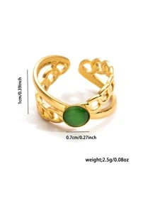 1 szt. 18-karatowy pozłacany szeroki pierścień ze stali nierdzewnej dla kobiet, nowość