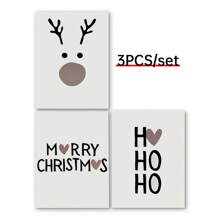 3pcs/Set ​Poster For | Decoration | Wallpapers | Mural | Reindeer Merry HoHoHo| Time Advent, Wall Canvas Decor, Ideal Gifts For Hallway Bedrooms And Living Room Home Decor Christmas Decorations Room Decor Christmas - Multicolor - View 7
