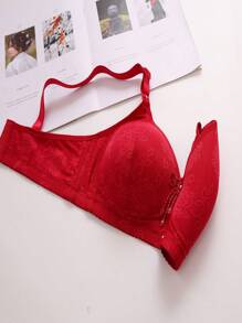 6pcs Jacquard Thin Cup 3-Row Hook Uplift Full Coverage Wireless Unpadded Bras For Women