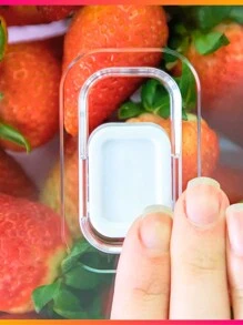Kit 4 Acrylic Refrigerator Organizer With Lid Clear Fresh 3.8L With Basket Washing Food Fruit Salads Vegetables Beautiful Kitchen With Vent Mobile Refrigerator Reinforced Cabinet - 2 ngăn đựng tủ lạnh - Xem 4