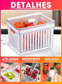 Kit 4 Acrylic Refrigerator Organizer With Lid Clear Fresh 3.8L With Basket Washing Food Fruit Salads Vegetables Beautiful Kitchen With Vent Mobile Refrigerator Reinforced Cabinet - 2 ngăn đựng tủ lạnh - Xem 7