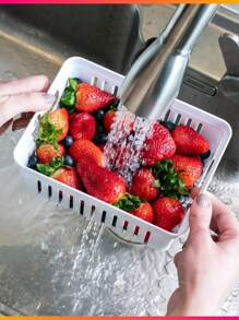 Kit 4 Acrylic Refrigerator Organizer With Lid Clear Fresh 3.8L With Basket Washing Food Fruit Salads Vegetables Beautiful Kitchen With Vent Mobile Refrigerator Reinforced Cabinet - 2 ngăn đựng tủ lạnh - Xem 5