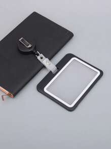 1 Horizontal Card Holder, Double-Sided Transparent Waterproof Card Case, Minimalist Portable Student ID Bus Card Work ID Card Holder, Storage For Certificates - Grey - View 9