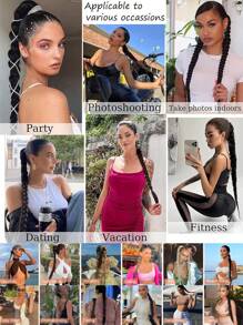 DIY Ponytail Extensions Synthetic Boxing Braids Ponytail Hair Rope For Women High Temperature Fiber Black Brown Ponytail - Multicolor - View 7