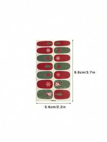 1 tờ nhãn dán trang trí móng tay tự dính phủ toàn bộ hình Giáng sinh - Xanh và trắng - Xem 2