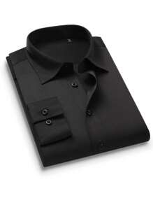 1pc Men's Casual Business Long Sleeve Shirt , Regular Fit Wrinkle-Free, Suitable For Business, Commute, Casual Gatherings, Dates , Great Gift For Boyfriends, Husbands, Fall