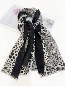 1pc Women Fashion Printed Scarf/Shawl, Suitable For Everyday Use Winter Fall - Black and White - View 2