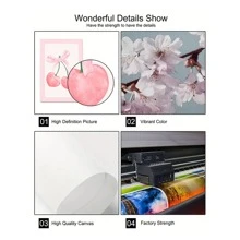 3 件/套无框粉色蝴蝶结樱桃印花极简主义墙饰、潮流艺术海报、学院风房间装饰、粉色房间装饰、美学房间装饰、防水帆布墙饰、艺术品墙画，可作为礼物、卧室、客厅、办公室、浴室、家居和宿舍装饰