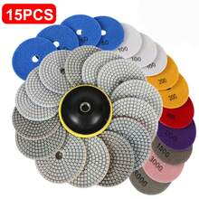 15pcs Diamond Polishing Pads Wet Dry 4 Inch Set Kit For Concrete Marble Tile UK - Multicolor - View 1