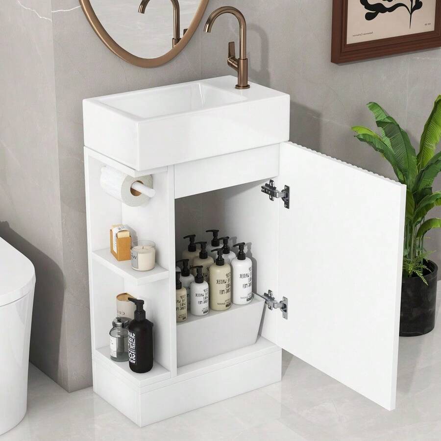 18.6" Bathroom Vanity With Sink, Bathroom Vanity With TwoTier
