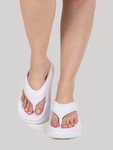 Women's Flat Cloud Clogs Platform Puff Comfortable Lightweight Flip Flops - trắng - Xem 2