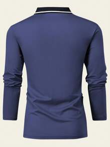 2pcs Men's Long Sleeve Polo Shirts, Classic Collar Casual Sports Wear, Vintage Minimalist Solid Color, Spring Autumn Daily Outdoor Jogging Top , Fall Clothes - Multicolor - View 8