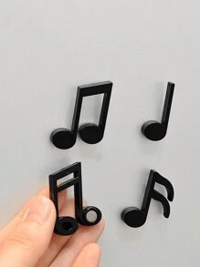 Set Of 6 Black And White Musical Note Magnets, Creative Music Note Magnetic Stickers, Fridge Magnets, High Treble Clef Magnets, Personalized Refrigerator Decoration Magnets