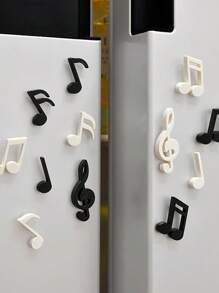 Set Of 6 Black And White Musical Note Magnets, Creative Music Note Magnetic Stickers, Fridge Magnets, High Treble Clef Magnets, Personalized Refrigerator Decoration Magnets