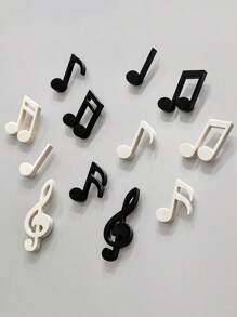 Set Of 6 Black And White Musical Note Magnets, Creative Music Note Magnetic Stickers, Fridge Magnets, High Treble Clef Magnets, Personalized Refrigerator Decoration Magnets