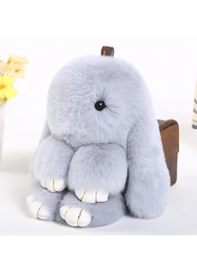 1 件可爱仿兔毛兔子吊坠钥匙扣，毛绒兔子玩偶，可用作包包/钱包装饰 - 彩色 - 查看 12