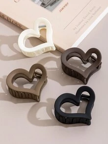 4 件装女士哑光空心心形发夹，优雅简约设计发饰适合日常造型（深色/浅色随机） - 彩色 - 查看 6