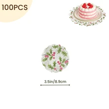 100 Stücke grüne Blatt Papier Spitze Deckchen runde Tischsets für Tische dekorativ, Einweg Deckchen Papier Pad Großpackung für Hochzeit, Geburtstag, Kuchen, Desserts, Geschirr Essen Party Dekoration Basteln