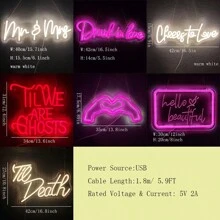 至死/至我们是鬼魂霓虹灯标志用于墙壁装饰，先生或夫人 LED 霓虹灯标志用于婚礼订婚生日周年纪念求婚派对卧室办公室，送给爱人的结婚礼物，派对装饰。