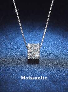 BLOVEMEE 1pc Fashionable & Versatile 925 Sterling Silver Moissanite Necklace, Suitable For Women's Daily Wear, Parties, Vacations, Valentine's Day, Christmas, Thanksgiving, Wedding Anniversaries, Women Jewelry Gift