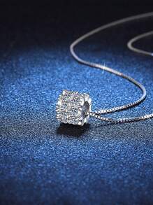 BLOVEMEE 1pc Fashionable & Versatile 925 Sterling Silver Moissanite Necklace, Suitable For Women's Daily Wear, Parties, Vacations, Valentine's Day, Christmas, Thanksgiving, Wedding Anniversaries, Women Jewelry Gift