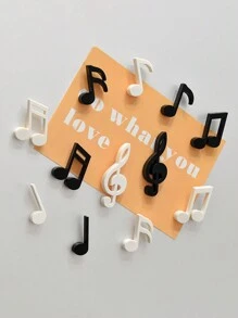 Set Of 6 Black And White Musical Note Magnets, Creative Music Note Magnetic Stickers, Fridge Magnets, High Treble Clef Magnets, Personalized Refrigerator Decoration Magnets