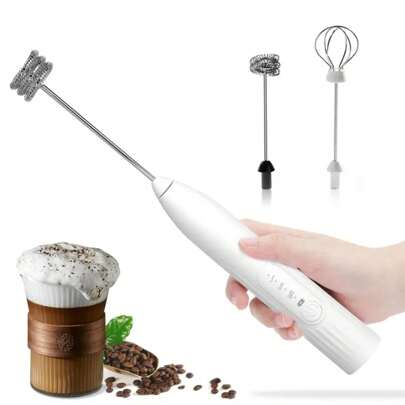 1 pieza Espumador de leche eléctrico inalámbrico, espumador de leche eléctrico para el hogar, agitador de café, fabricante de espuma de leche, espumador de leche automático de mano 2 en 1 recargable por USB, batidor y mezclador de café, temporada de regreso a clases