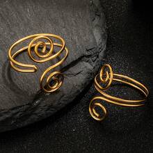 1 chiếc nhẫn đeo tay bất đối xứng nhiều lớp bằng thép không gỉ 304, mạ vàng 18k, phụ kiện trang sức DIY đeo hàng ngày theo sở thích cá nhân - nhẫn - Xem 3