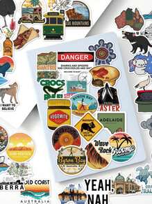 50pcs Creative Icons Stickers Australia Laptop Scrapbooking Luggage Decorative Stickers, Stickers, Y2k Stickers, Australia Gift, Australian, Luggage Sticker