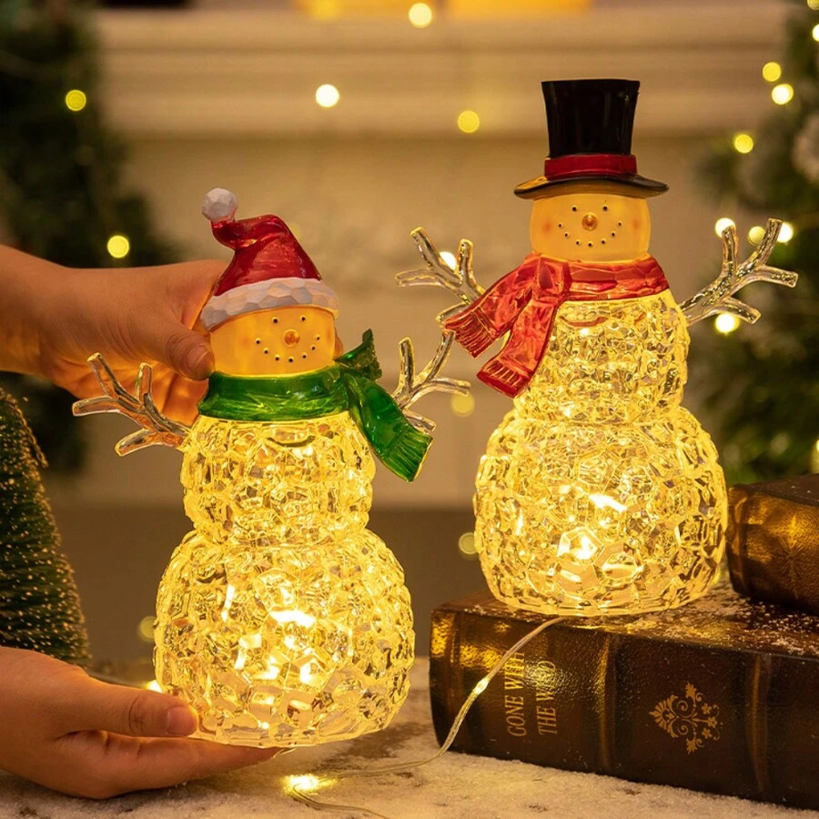 Đèn LED trang trí Giáng sinh mới Đèn ngủ hình người tuyết Đèn trang trí để bàn hình người tuyết phát sáng Quà tặng trang trí Giáng sinh (Không bao gồm pin) - đèn giáng sinh - Xem 1