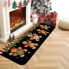 1/2 piezas Alfombrillas de cocina navideñas gruesas de 0,47 pulgadas/1,2 cm con diseño de hombrecillo de jengibre, alfombrillas de cocina con diseño de bastón de caramelo, acebo y bayas rojas para Navidad, felpudo navideño decoración para el hogar