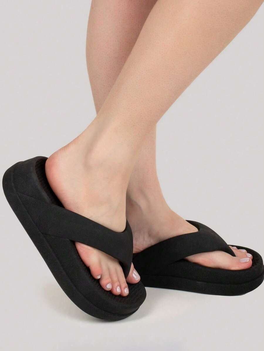 Women's Flat Cloud Clogs Platform Puff Comfortable Lightweight Flip Flops - màu đen - Xem 1