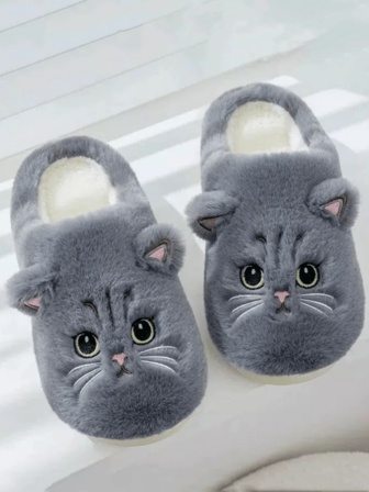 Gri - Papuci pentru pisici, Casă confortabilă, Simplu și elegant, La modă și drăguț, Papuci de casă, Pantofi de casă Mop pentru podea, Papuci pentru cuplu bărbați și femei