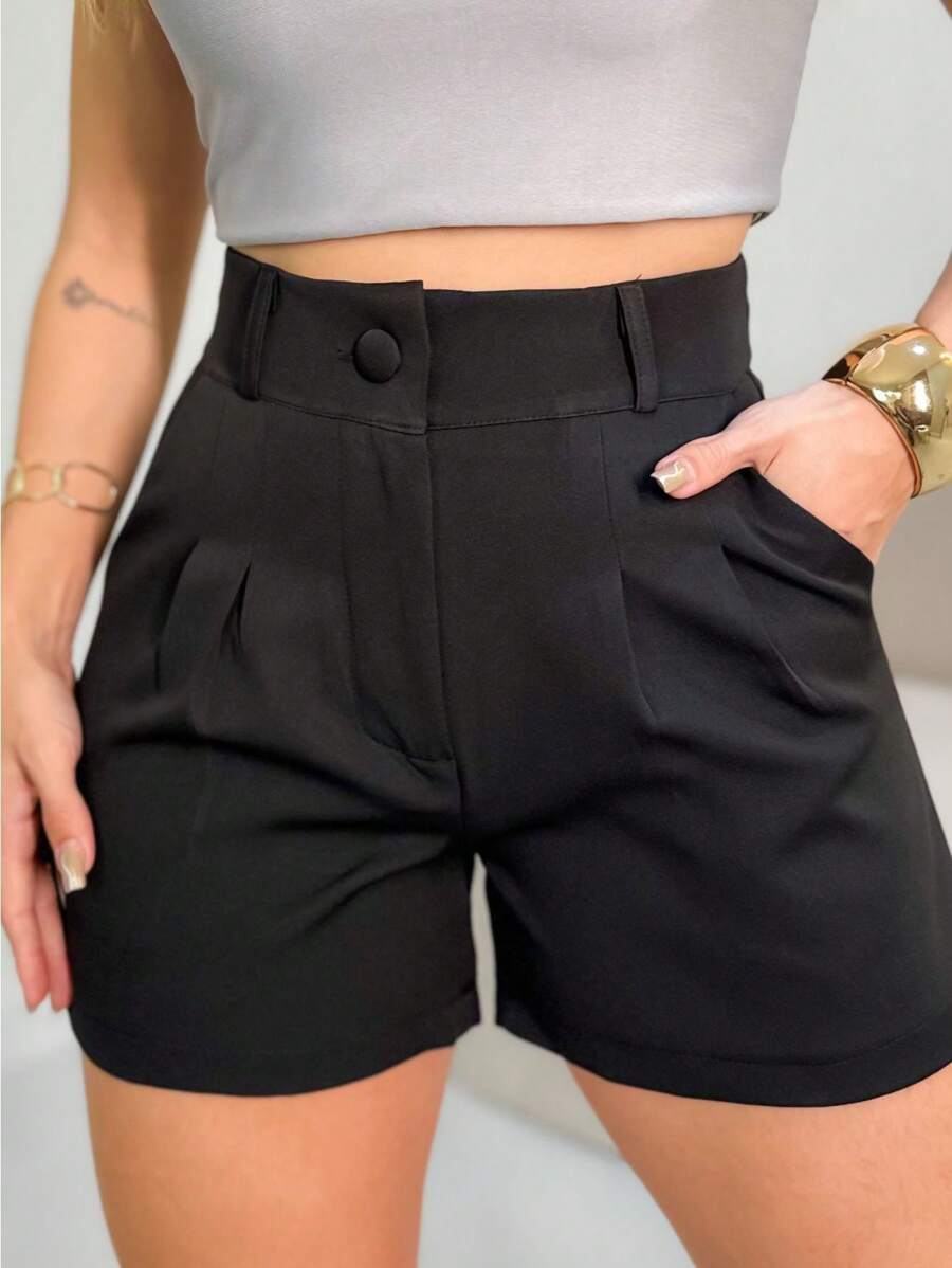 YING ZI Tailored Social Shorts By L'envers Mode - 黑色 - 查看 1
