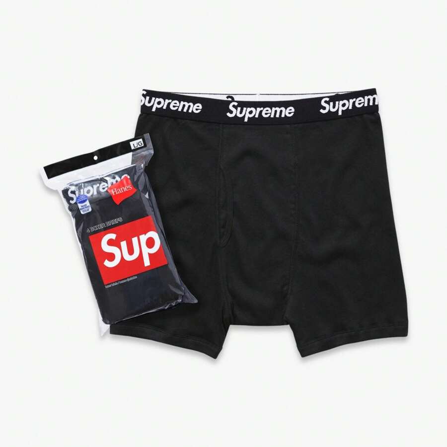 *DNR* Supreme X Hanes Boxer Briefs (4 Pack) Black (SS24) - Multicolor - View 1