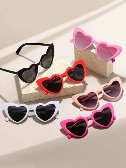 1/2/6/11 piezas Gafas de amor con diseño de corazón, alienígena y estilo europeo y americano, moda para fotografía callejera de mujeres