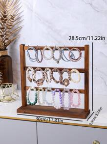 1 件木制多层珠宝展示架，带铁钩，项链/耳环/卡片/发带/手链架，珠宝店橱窗展示架，返校 - 仿胡桃木色 - 查看 10