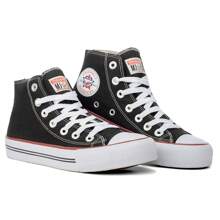 AII High Top Sneakers Black Leather Boot Traditional Casual Basic - màu đen - Xem 2