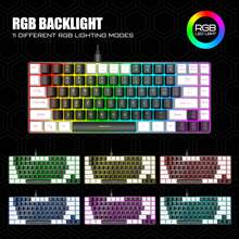 Bàn phím màng RGB khối màu đen trắng G84, kết nối USB có dây cho máy tính để bàn và máy tính xách tay - màu đen - Xem 4