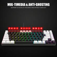 Bàn phím màng RGB khối màu đen trắng G84, kết nối USB có dây cho máy tính để bàn và máy tính xách tay - màu đen - Xem 6