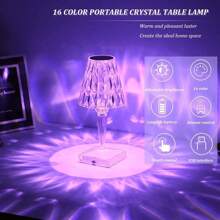 Lámpara de mesa portátil de vidrio con sensor táctil, 16 colores, control remoto recargable, lámpara de noche de vidrio acrílico, lámpara de decoración de habitación, cocina