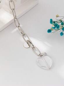 1 chiếc vòng cổ mặt trái tim trong suốt tối giản thời trang Châu Âu & Mỹ, phụ kiện thanh lịch tinh tế hợp thời trang dành cho phụ nữ - Dây chuyền mặt tình yêu trong suốt - Xem 3