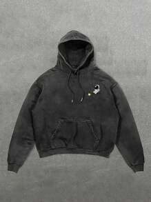 Men's Casual Washed Hoodie Sweatshirt - Black - View 1