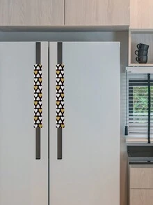 2 chiếc găng tay cầm tủ lạnh hình trái tim màu đen và trắng vàng đơn giản, thời trang và ấm áp, vỏ bảo vệ tay nắm cửa chống bám bẩn và chống bẩn, túi, hộp đựng, lưu trữ - Nhiều màu - Xem 4