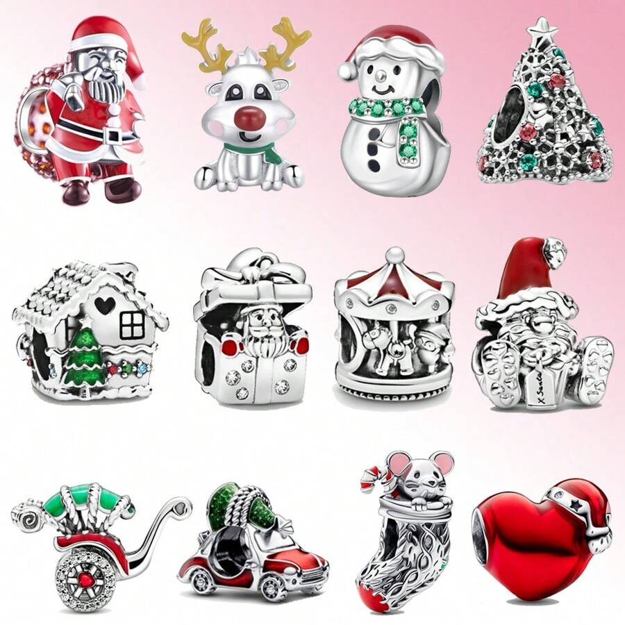 1 件圣诞老人袜子系列镀银饰品镀银适合手链、项链、DIY 礼物 - A - 查看 1